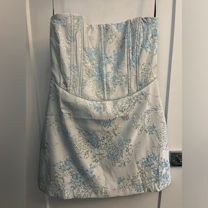 NWT Blue & White Lace Forever 21 Bridal Mini Dress, sz Large